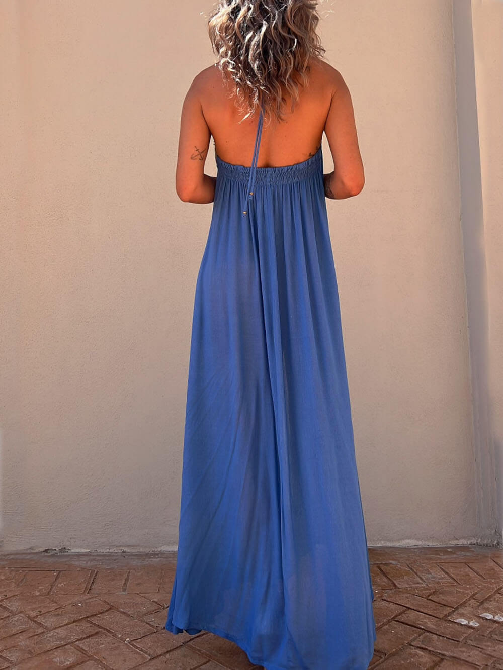 Isla - Turquoise Halter Maxi Dress