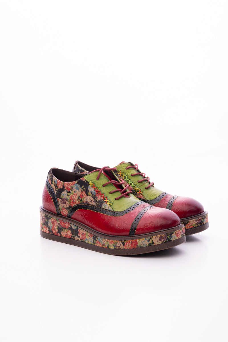 SOFFIA | JANIE FLORAL EMBOSSED LEATHER  PLATFORM OXFORD