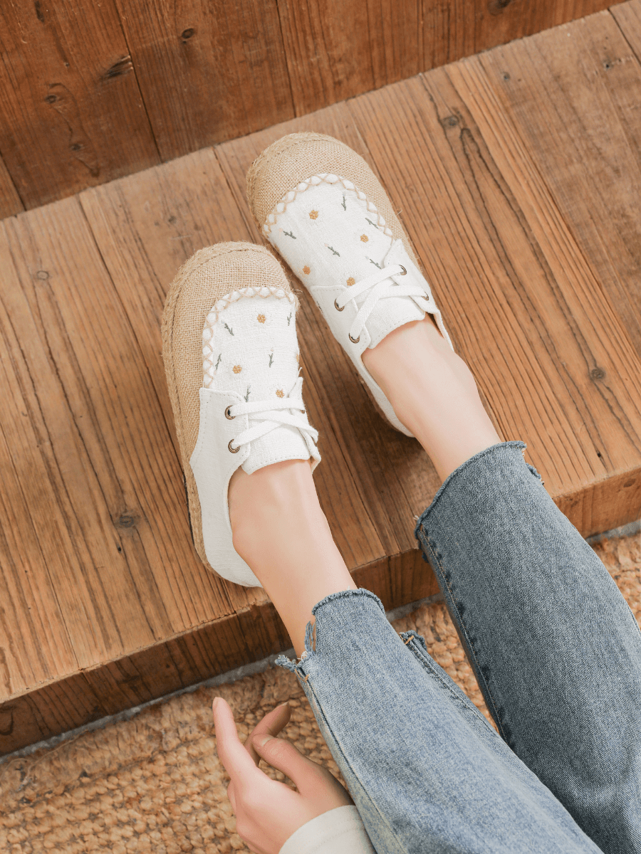 Cactus Rose | Irena Daisy Linen Espadrille - Cream