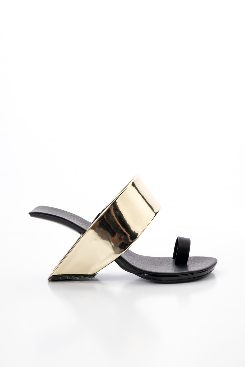 JADY ROSE | LARAMIE LEATHER HEEL SANDAL - GOLD