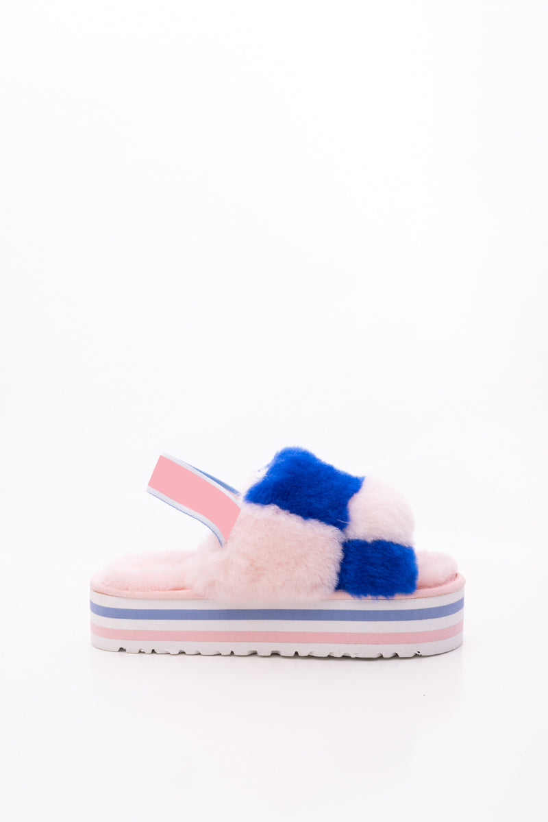 Smaibulun Ugg | Harmony Contrast Woolen Platform Slipper - Pink