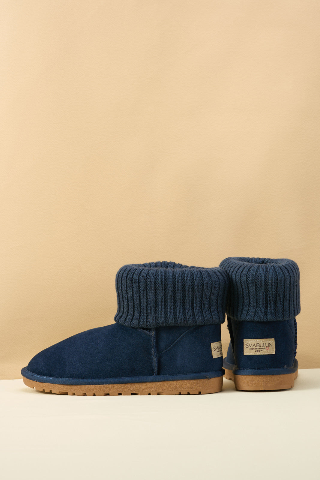 SMAIBULUN Ugg | Ankle Knit Stocking Mini Boots - Navy