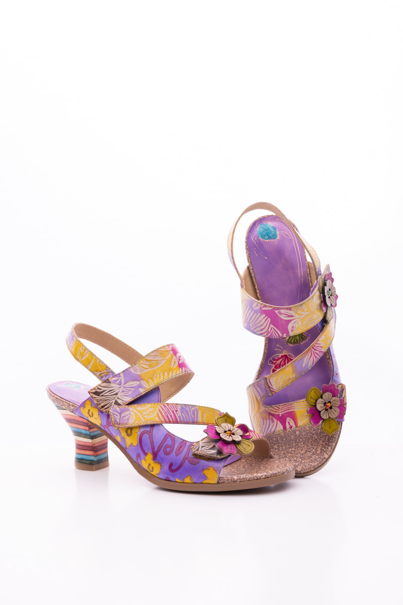 SOFFIA | MIDNIGHT SOL FLORAL LEATHER SLINGBACK SANDAL