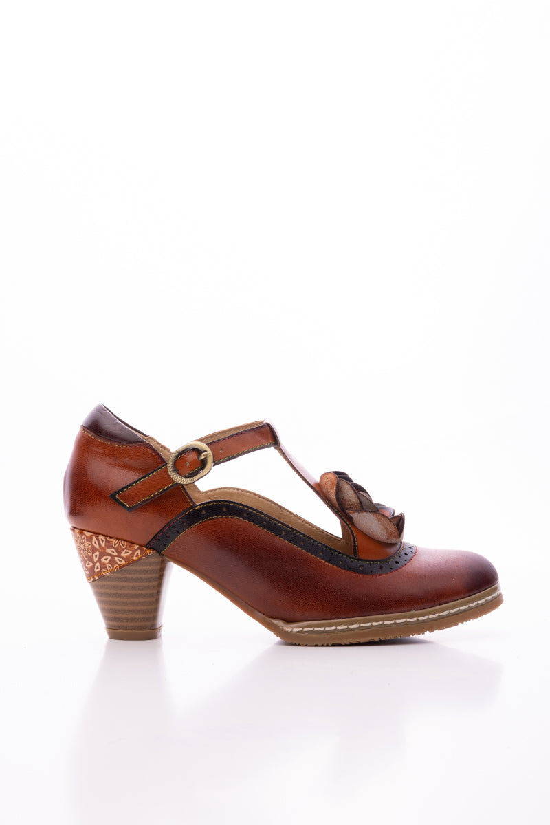 SOFFIA | MEET ME UNDER ROSE LEATHER T-STRAP SANDAL