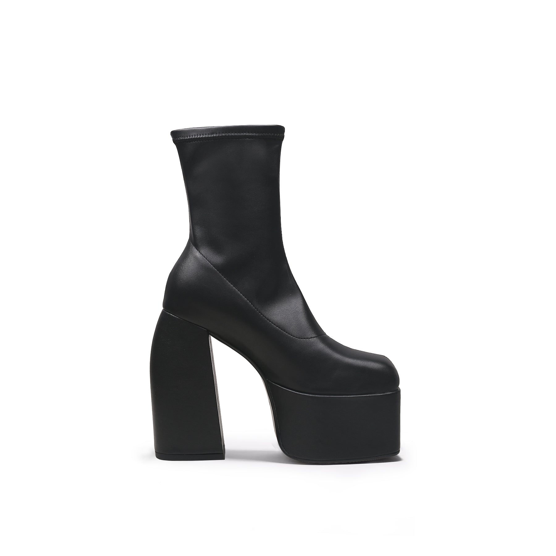 JADY ROSE | LUG SOLE BLACK LEATHER SOCK BOOTIE