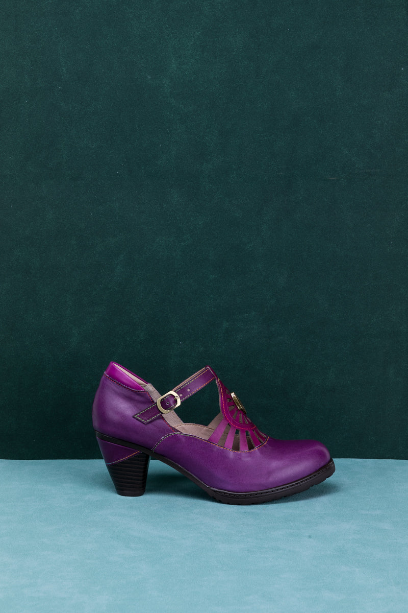 SOFFIA | RADIANT CUTOUT LEATHER PUMP - PURPLE