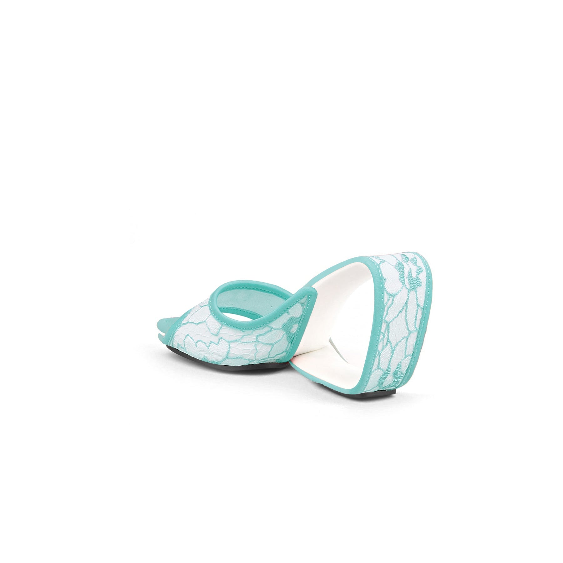 JADY ROSE | SOLANAH MARBLING LACE UPPER WEDGE SLIDE - BLUE