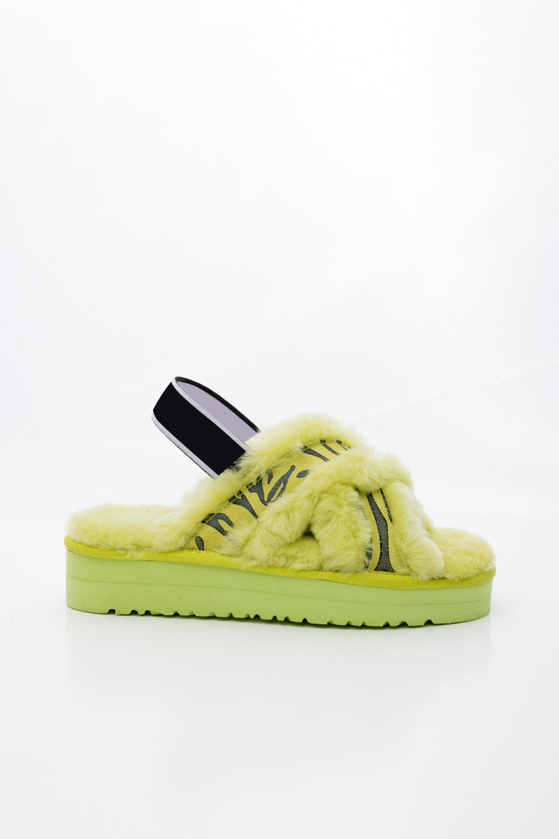 Smaibulun Ugg | Roar Wool Lined Criss-Cross Strap Slipper - Green