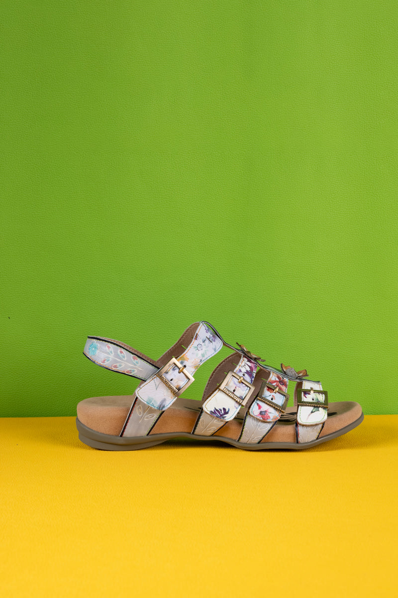 Soffia | Willa Floral Footbed Leather Strappy Sandal