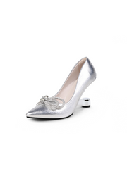 Jady Rose | Guest Of Wedding Rhinestone Bow Stilettos - Silver