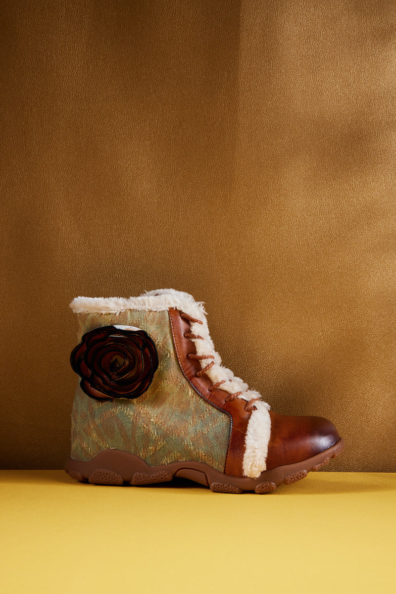 Soffia | Wildrose Shearling Leather Combat Boots