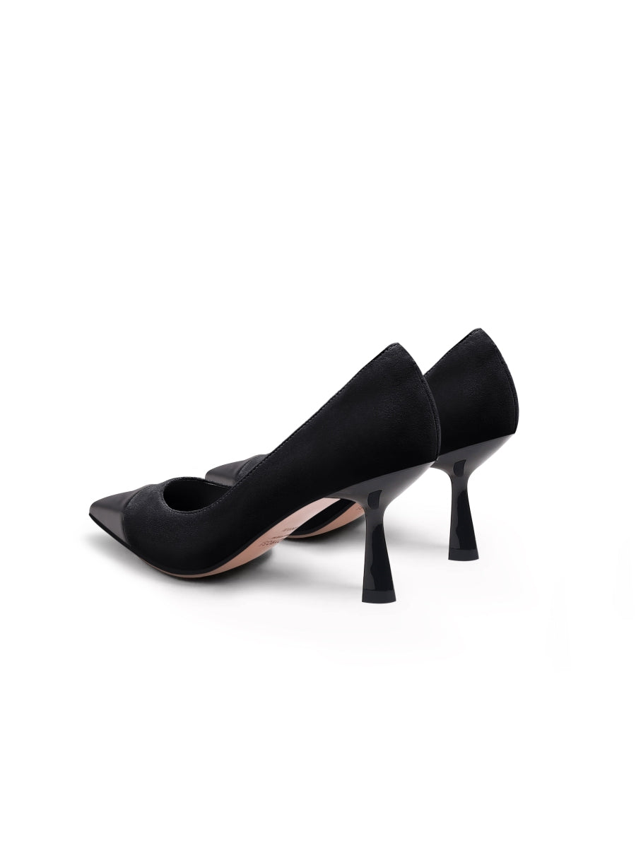 JadyRose | ALADIA Contrast Leather BLACK STILETTOS