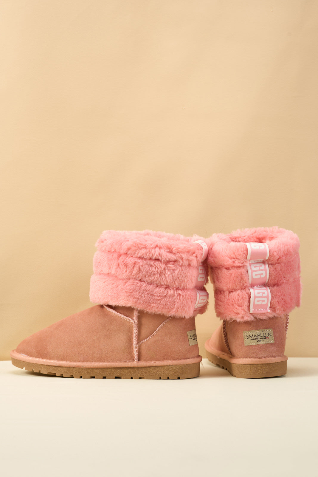 SMAIBULUN Ugg | Adelene Sherpa Woolen Boots - Pink