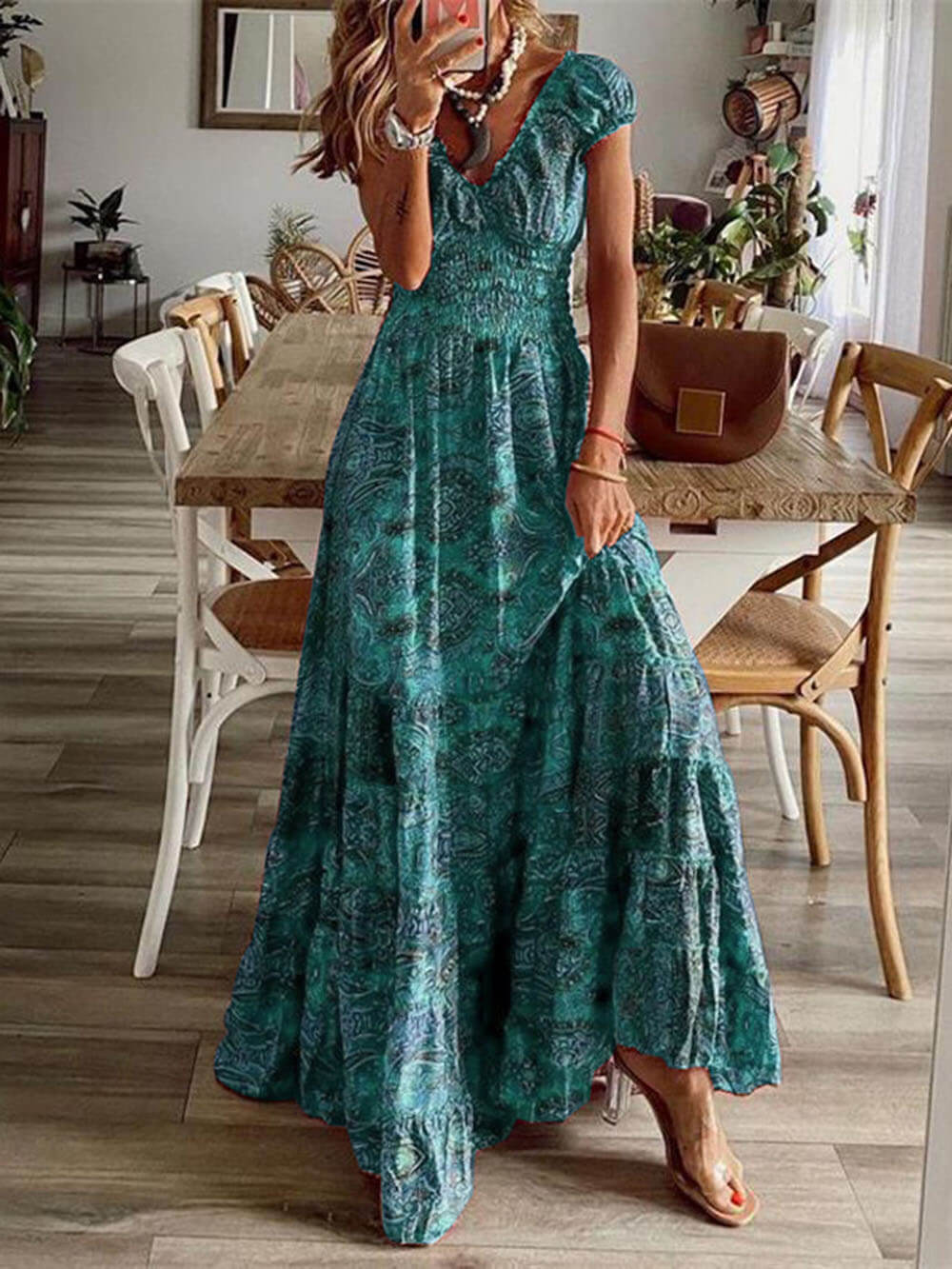 Bohemian Blossom - Sleeveless Floral Maxi Dress