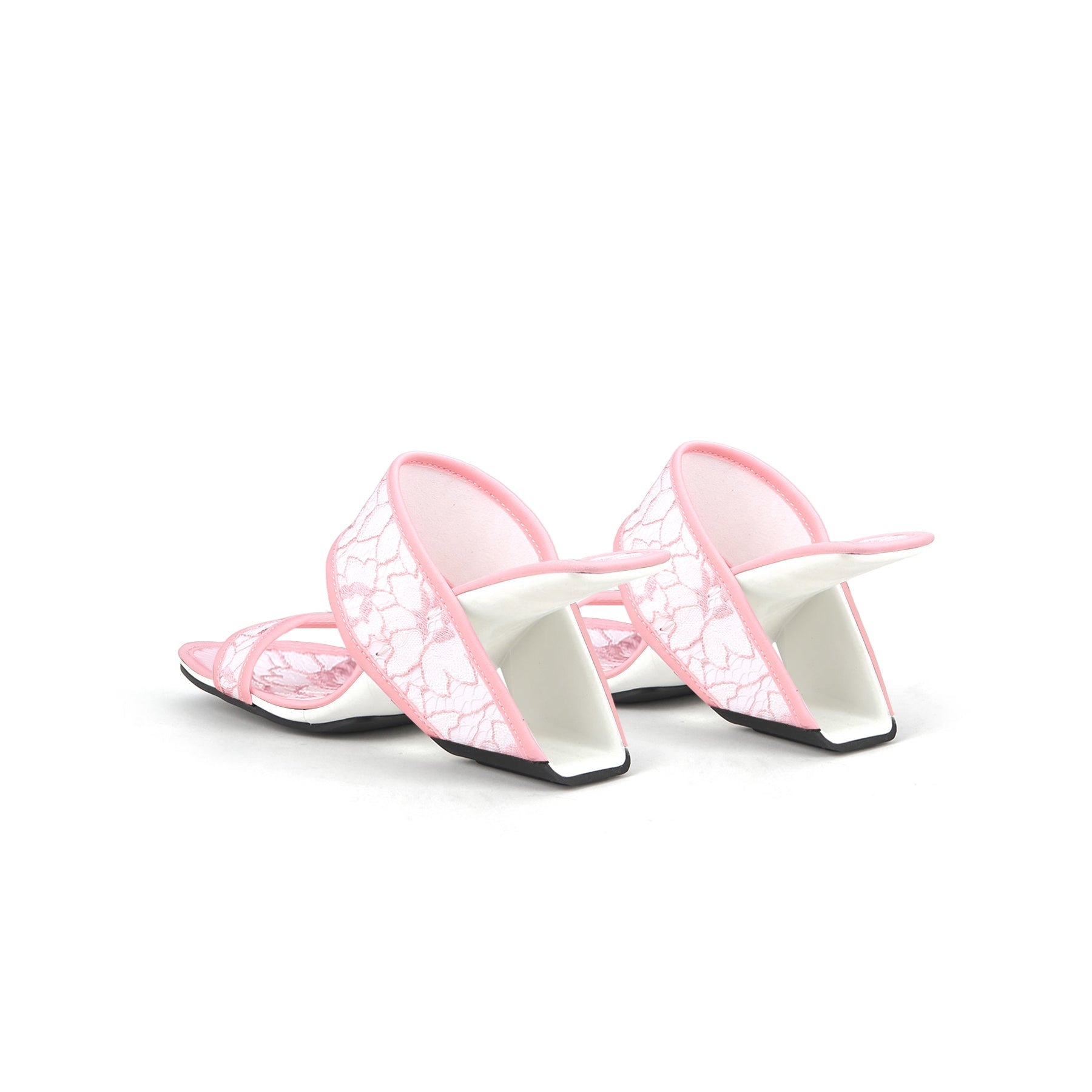 JADY ROSE | CAMELLIA LACE UPPER LEATHER HEELED SANDAL - PINK