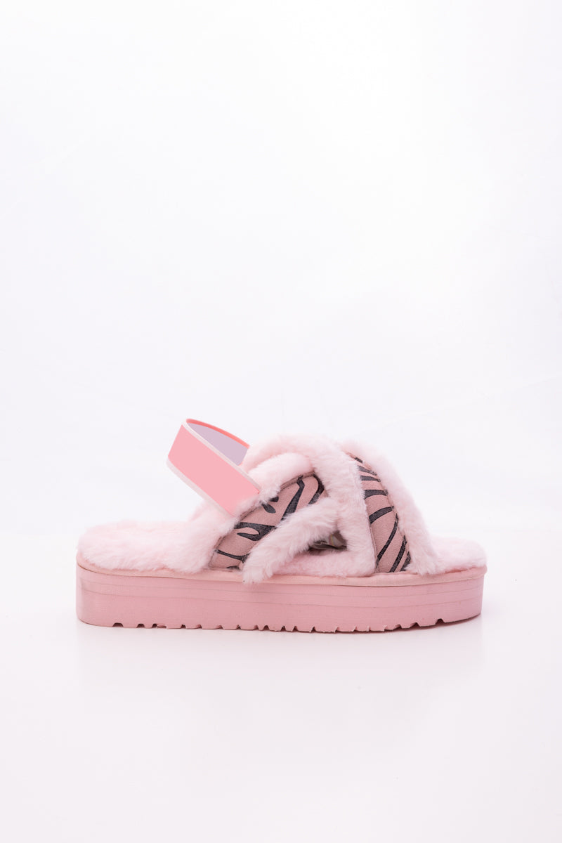 Smaibulun Ugg | Roar Wool Lined Criss-Cross Strap Slipper - Pink