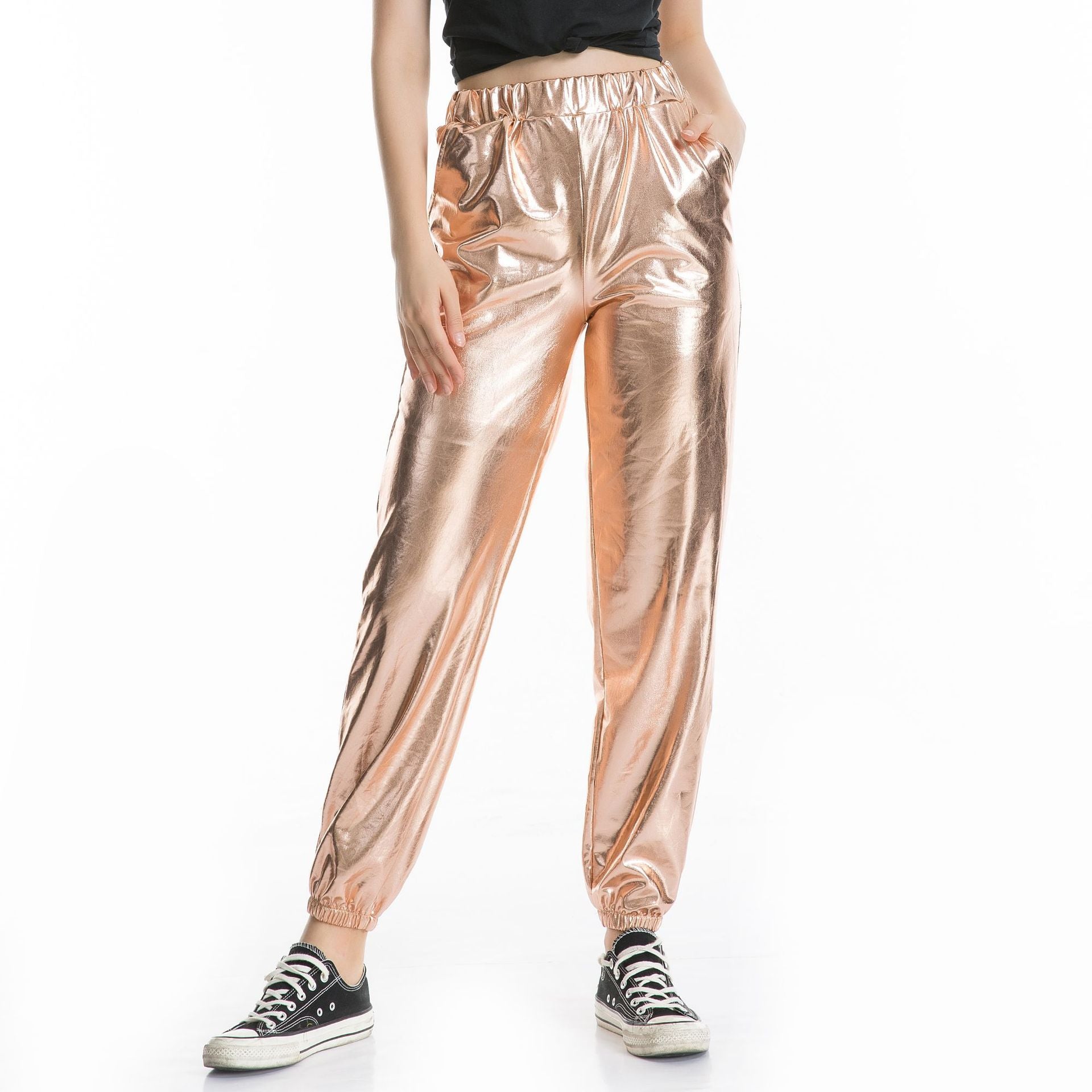 Casual Sports Street Hip Hop Party Shiny Colorful Trousers Hologram Laser Loose Women Pants