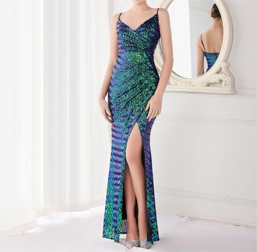 Sequined Fishtail Formal Dress – Performance Cocktail Evening Dress