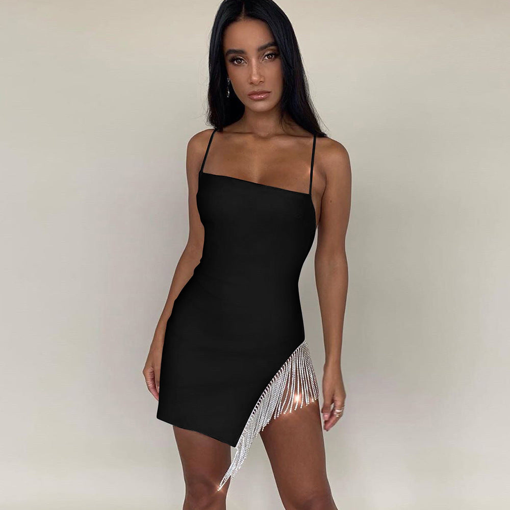 Summer Women Pendant Hem Sling Off-neck Backless Dress – Sexy and Stylish Look