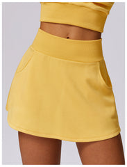 Anti Exposure Faux Two Piece High Top Sports Short Skirt Half Length Tennis Badminton Breathable Fitness A line Skirt