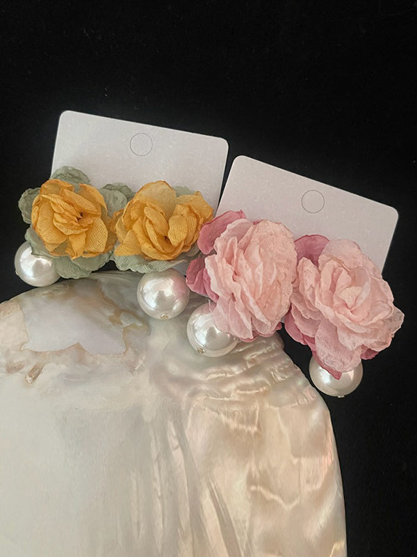 Flower Shape Pleated Earrings Accessories