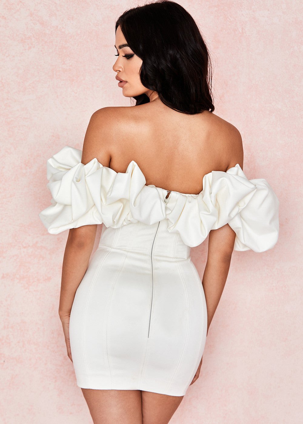 Ivory Blossom Off-Shoulder Mini Dress