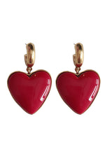 Vintage Red Heart Drop Earrings