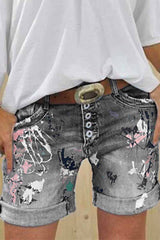 Chicindress Washed Printed Casual Jeans