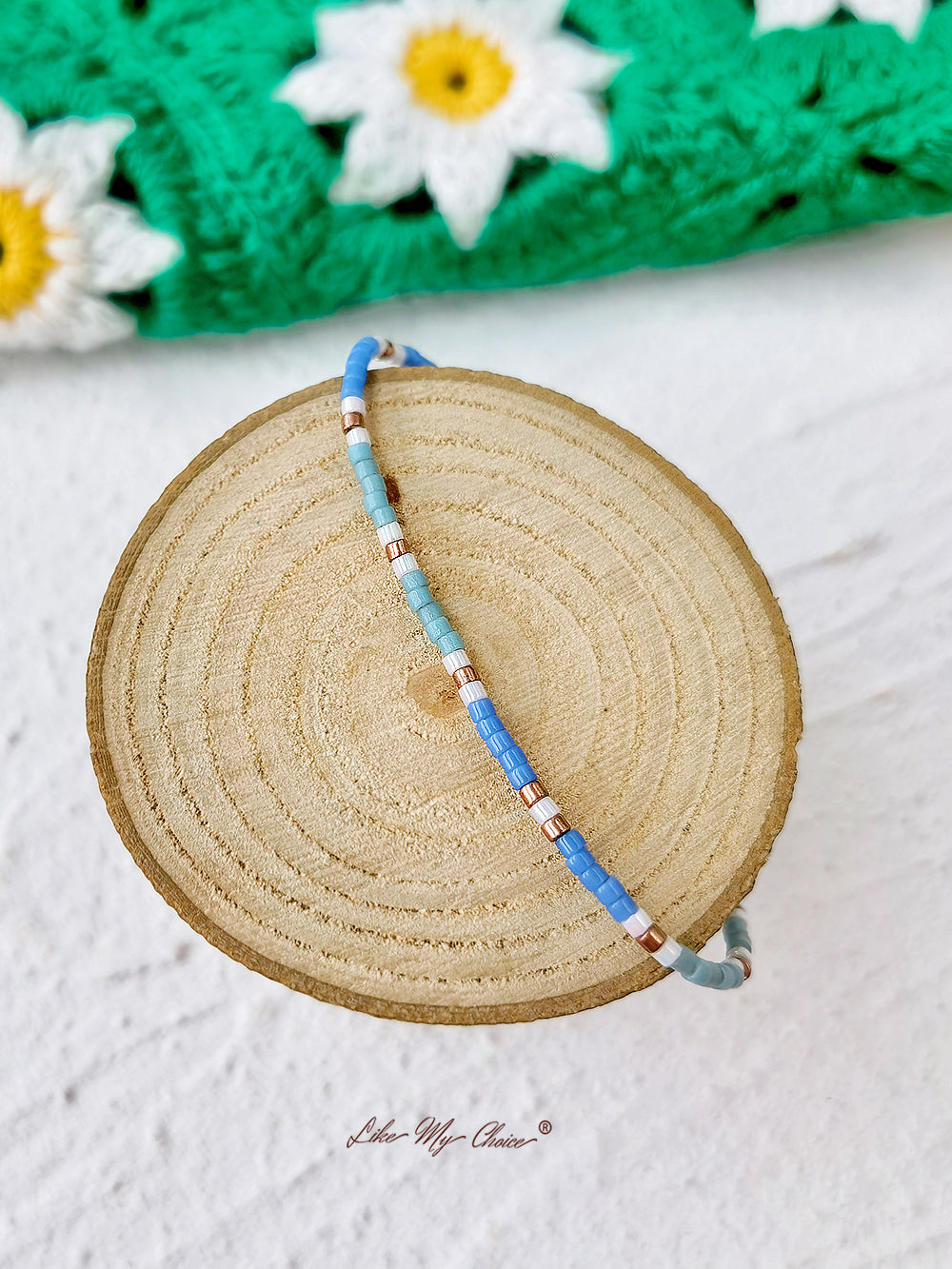 Adjustable Drawstring Beaded Bracelet Blue Dream