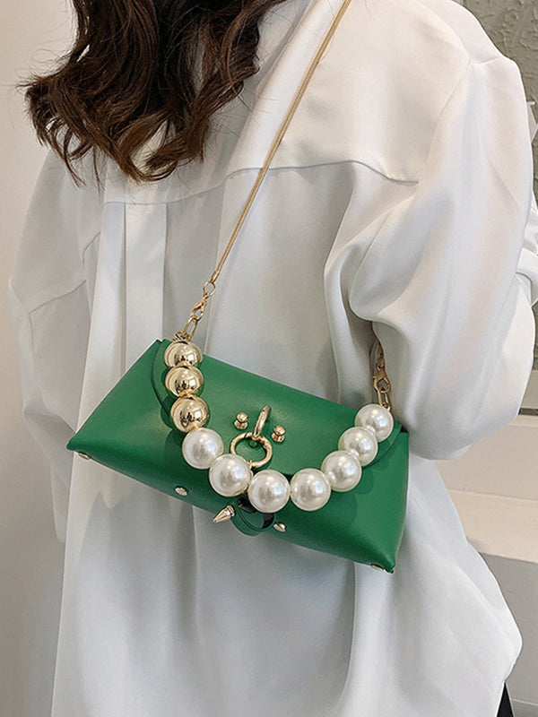 Beads Contrast Color Split-Joint Crossbody Handbags