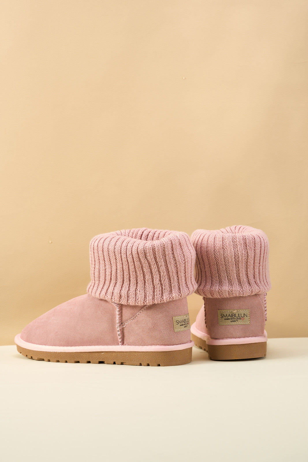 SMAIBULUN Ugg | Ankle Knit Stocking Mini Boots - Pink