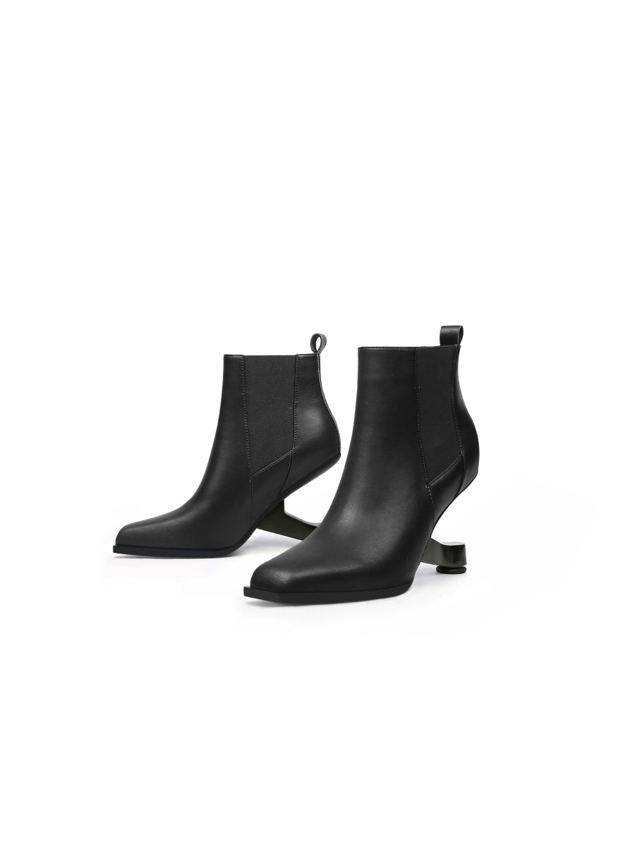 JadyRose | HARPER Elevator Heel Black Leather Chelsea Boot