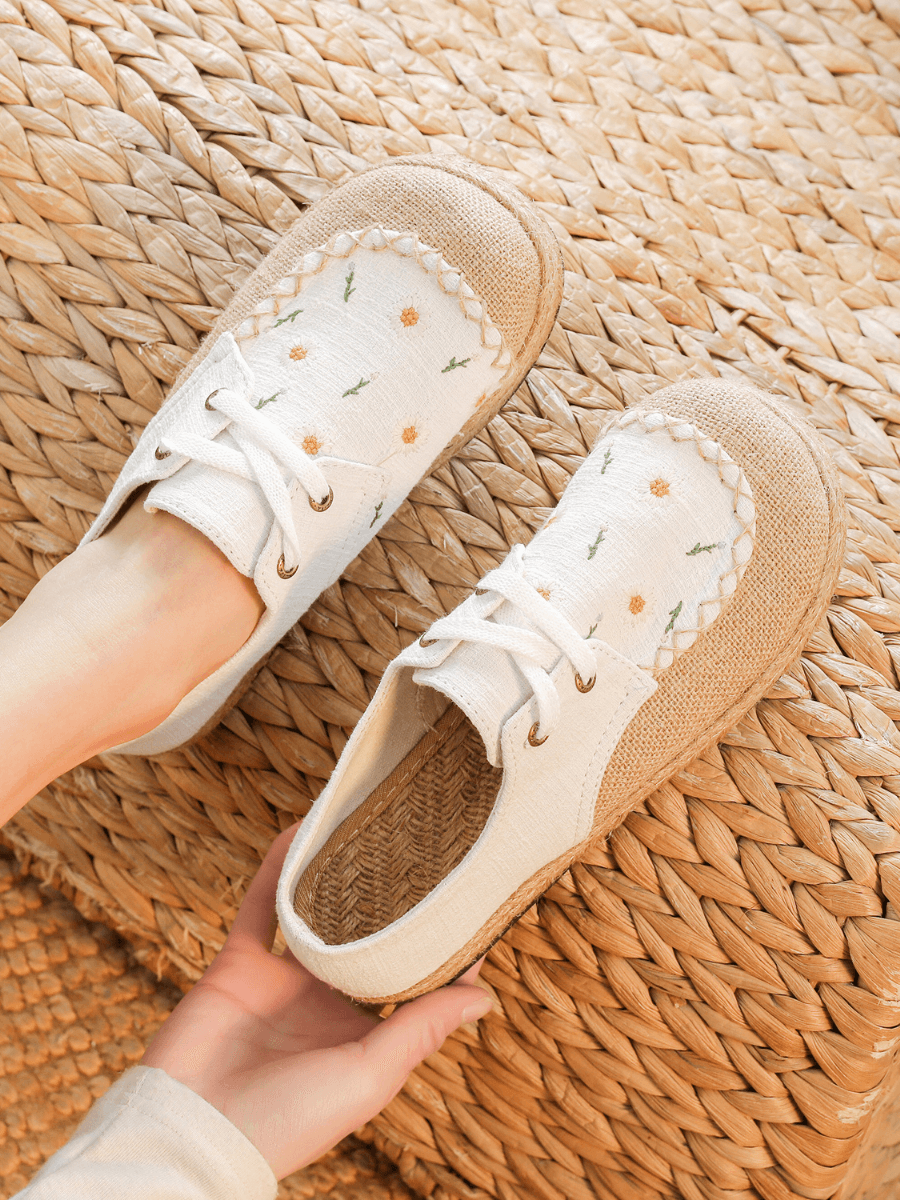 Cactus Rose | Irena Daisy Linen Espadrille - Cream