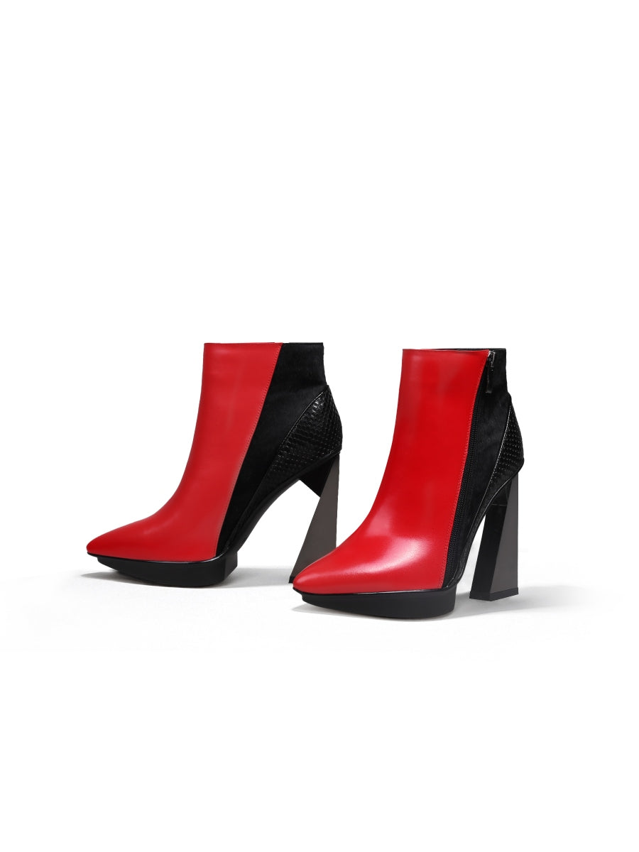 JadyRose | Sky High Genuine Leather Heel Boot - Red