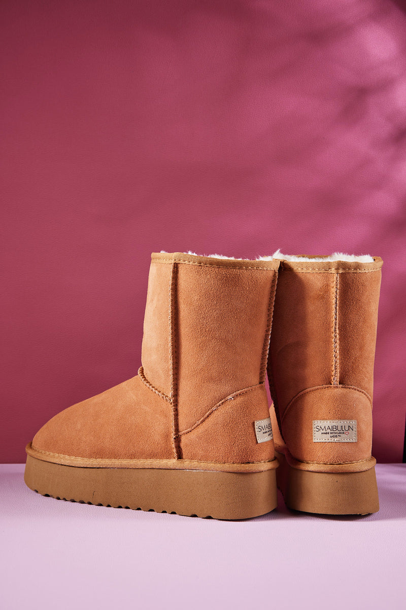 Smaibulun Ugg | Cloud Nine Platform Mini Boots - Chestnut