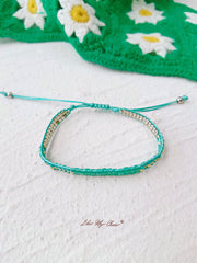 Adjustable Drawstring Beaded Bracelet Turquoise Beach