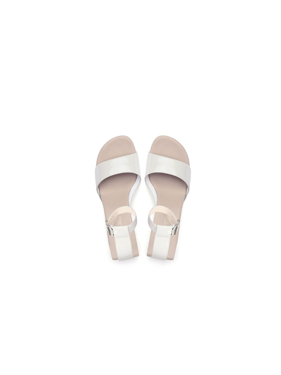 JadyRose | Elevator Heel Genuine Leather Ivory Ankle Strap