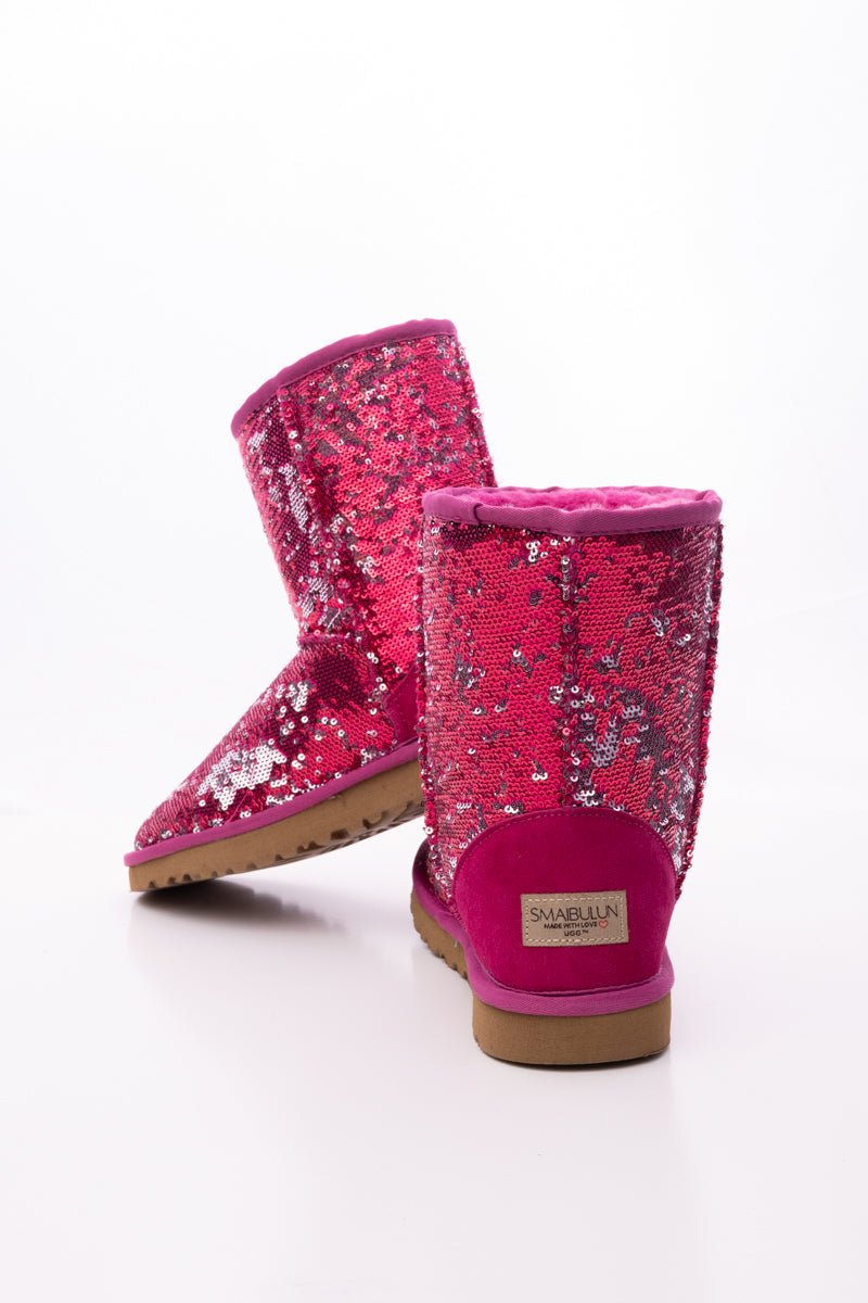 Smaibulun Ugg | Dallas Glam Sequin Shearling Boots - Rose Pink