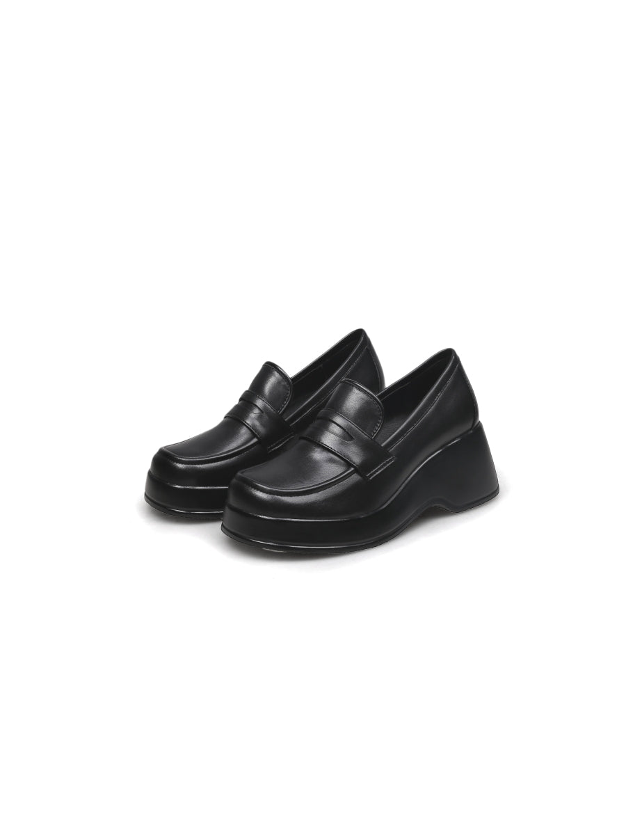 JADYROSE | BLACK MATTE LEATHER PLATFORM LOAFER