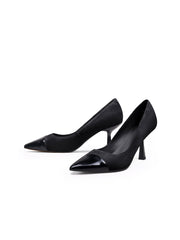 JadyRose | ALADIA Contrast Leather BLACK STILETTOS