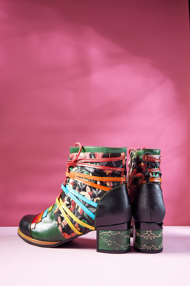 Soffia | Desert Express Floral Leather Combat Boots