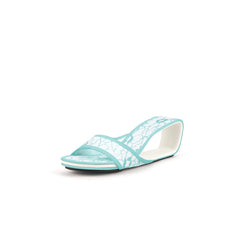 JADY ROSE | DELICATE BALANCE LACE MESH LEATHER SLIDE - BLUE