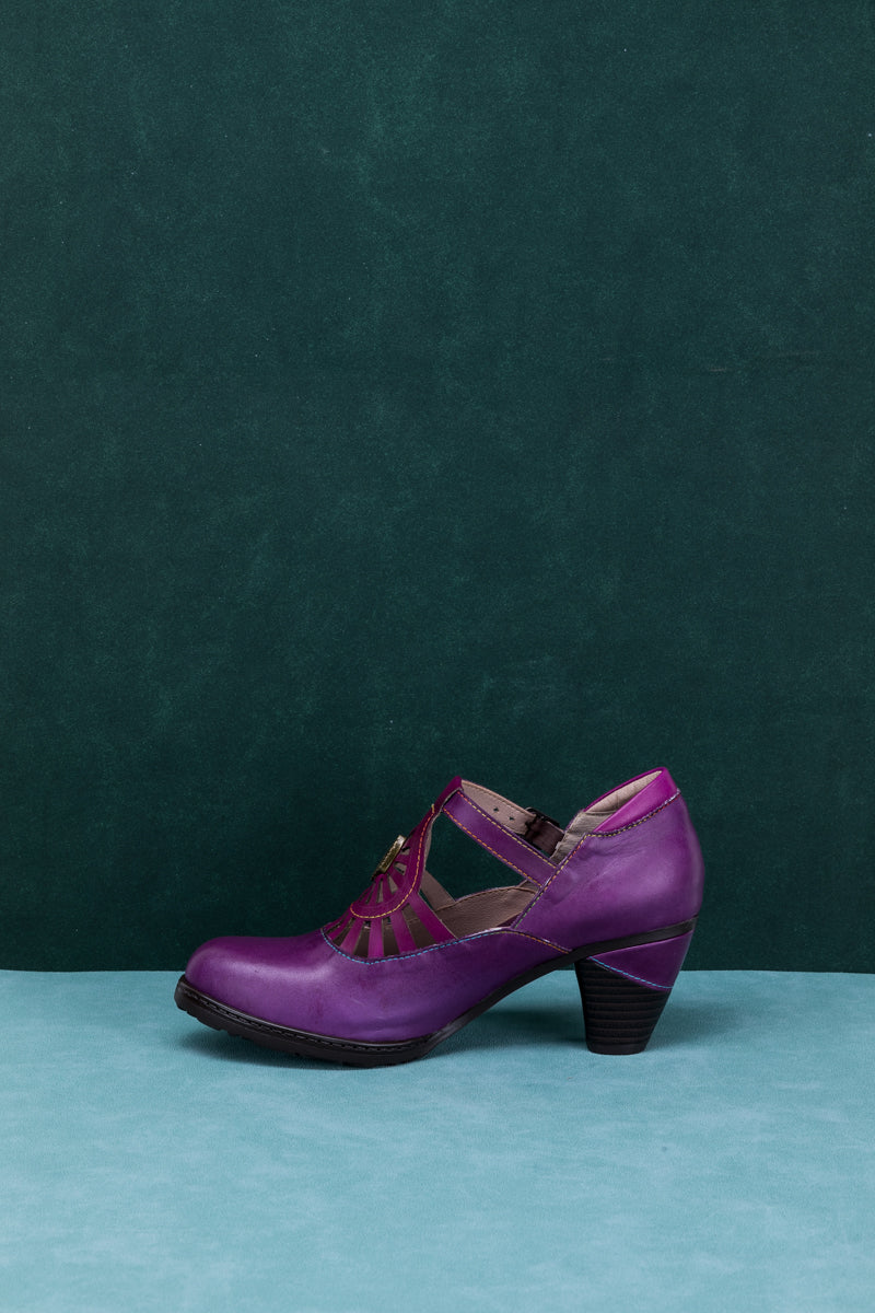 SOFFIA | RADIANT CUTOUT LEATHER PUMP - PURPLE