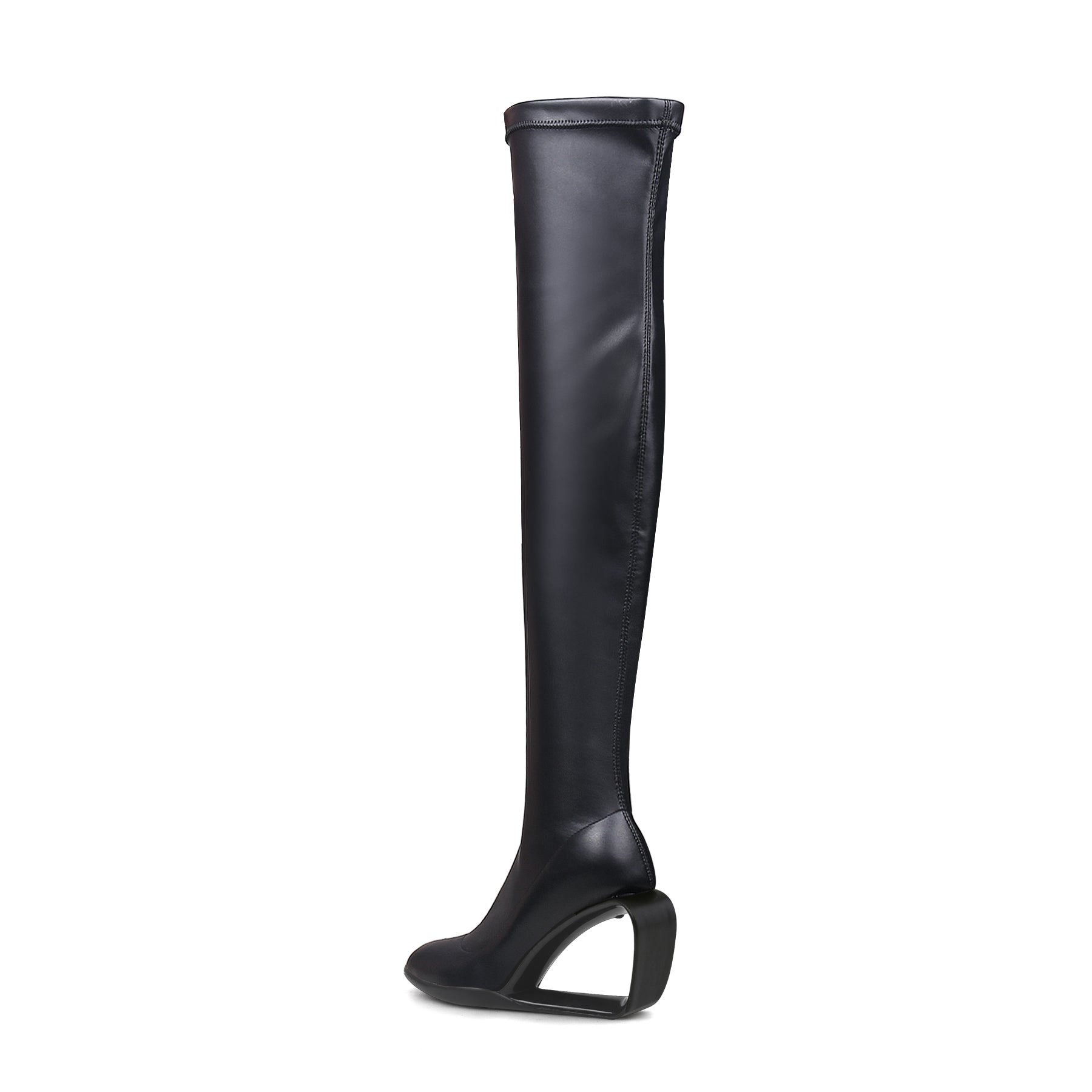 JADY ROSE | WEDGE HEEL BLACK LEATHER OVER KNEE NIGHT BOOT