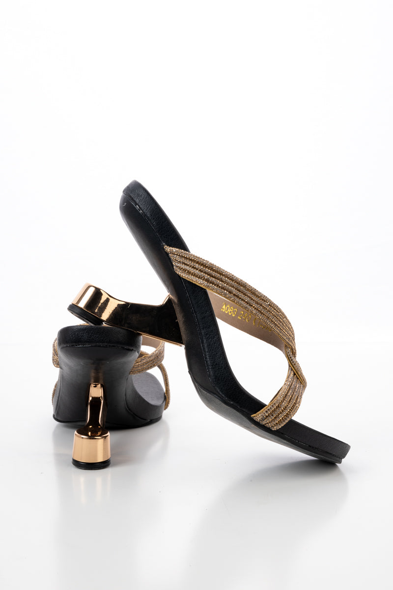 JADY ROSE | SHAMIRA SHIMMER STRAP LEATHER SANDAL- GOLD