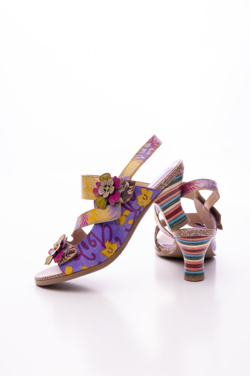 SOFFIA | MIDNIGHT SOL FLORAL LEATHER SLINGBACK SANDAL