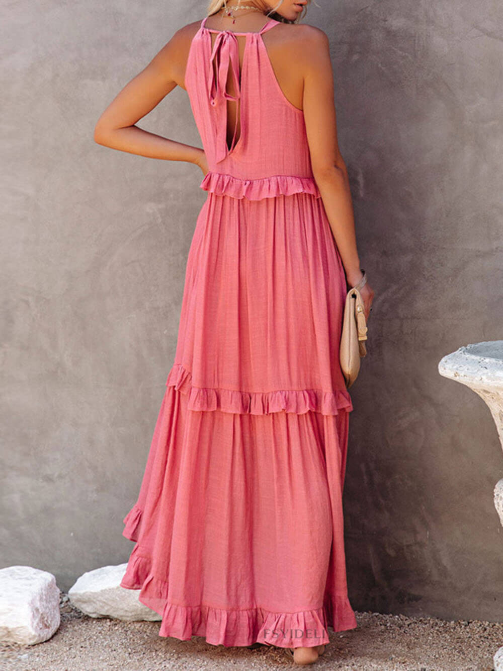 Irregular Cake Sleeveless Maxi Dress