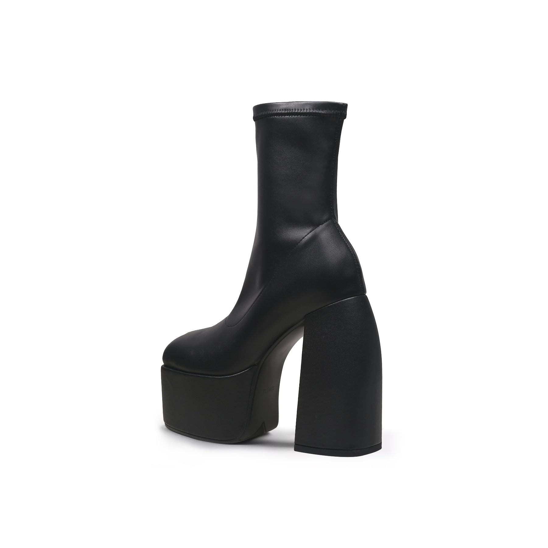 JADY ROSE | LUG SOLE BLACK LEATHER SOCK BOOTIE