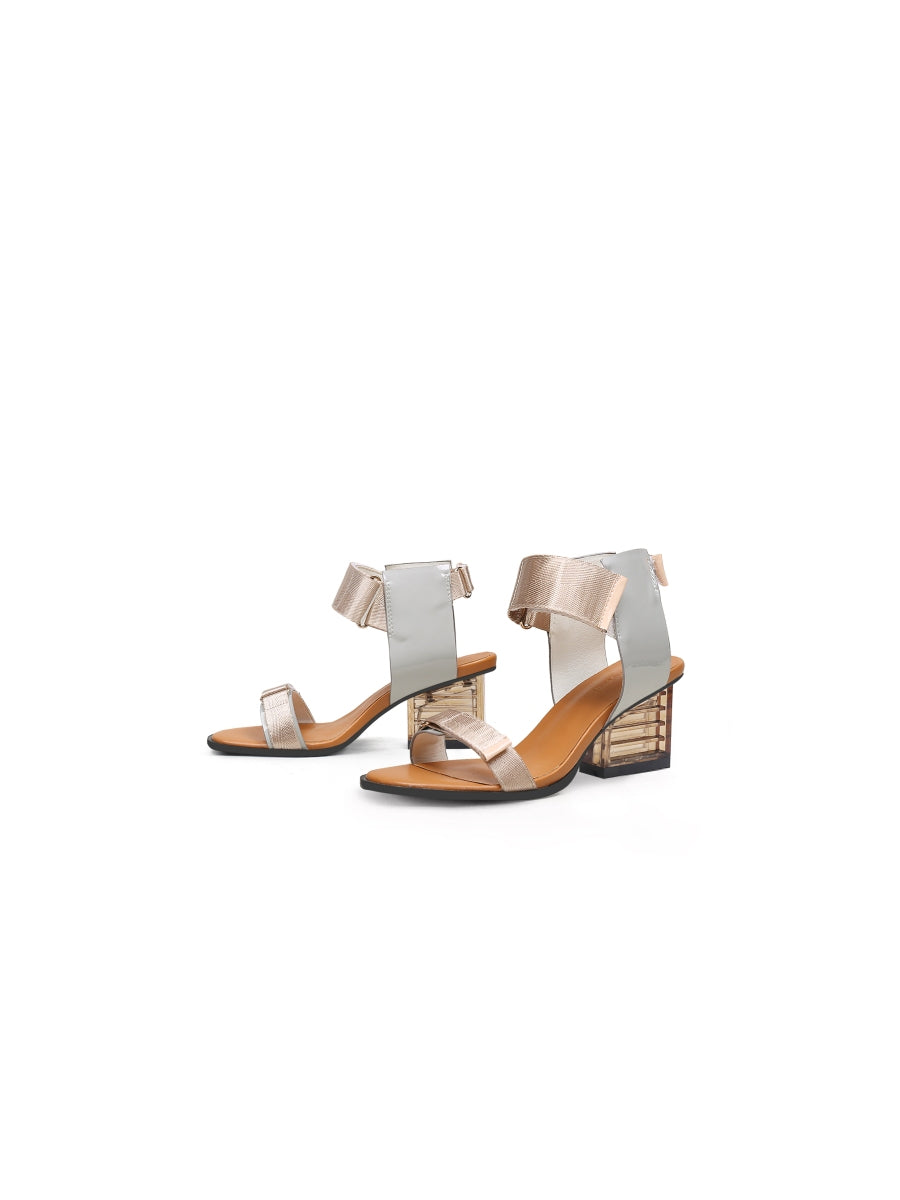 JadyRose | Gold Party Heel Leather Sandal