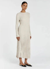 Parisian Pleated Ribbed Midi Dress